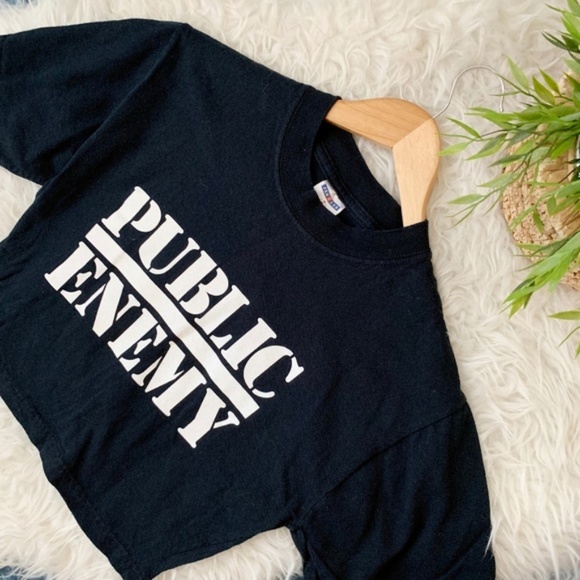 Tops - SOLD Public Enemy Crop Top Black White Tee
